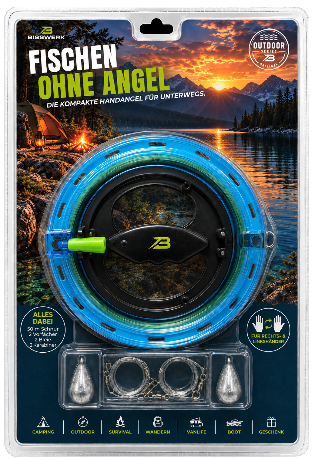 BISSWERK Handangel Verpackung – Fischen ohne Angel